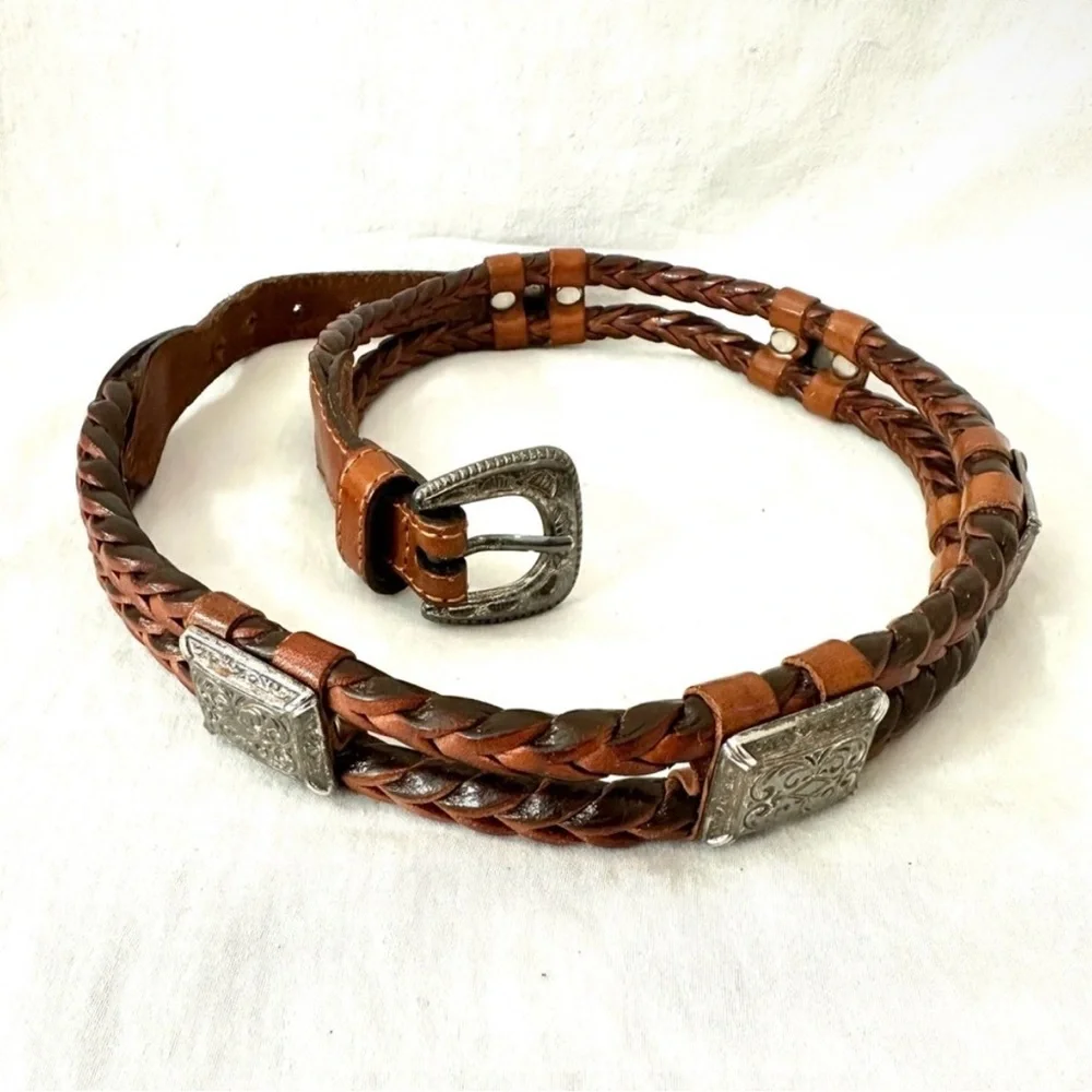 Fossil Woven Leather & Silver Plated Hardware XS - S